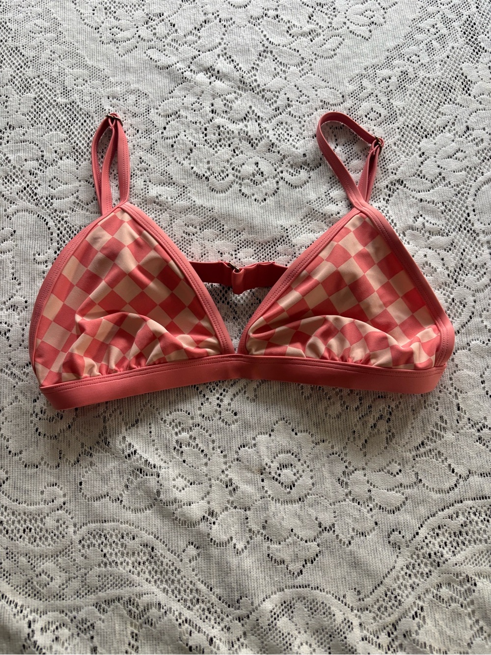Pink Check Triangle swimsuit top